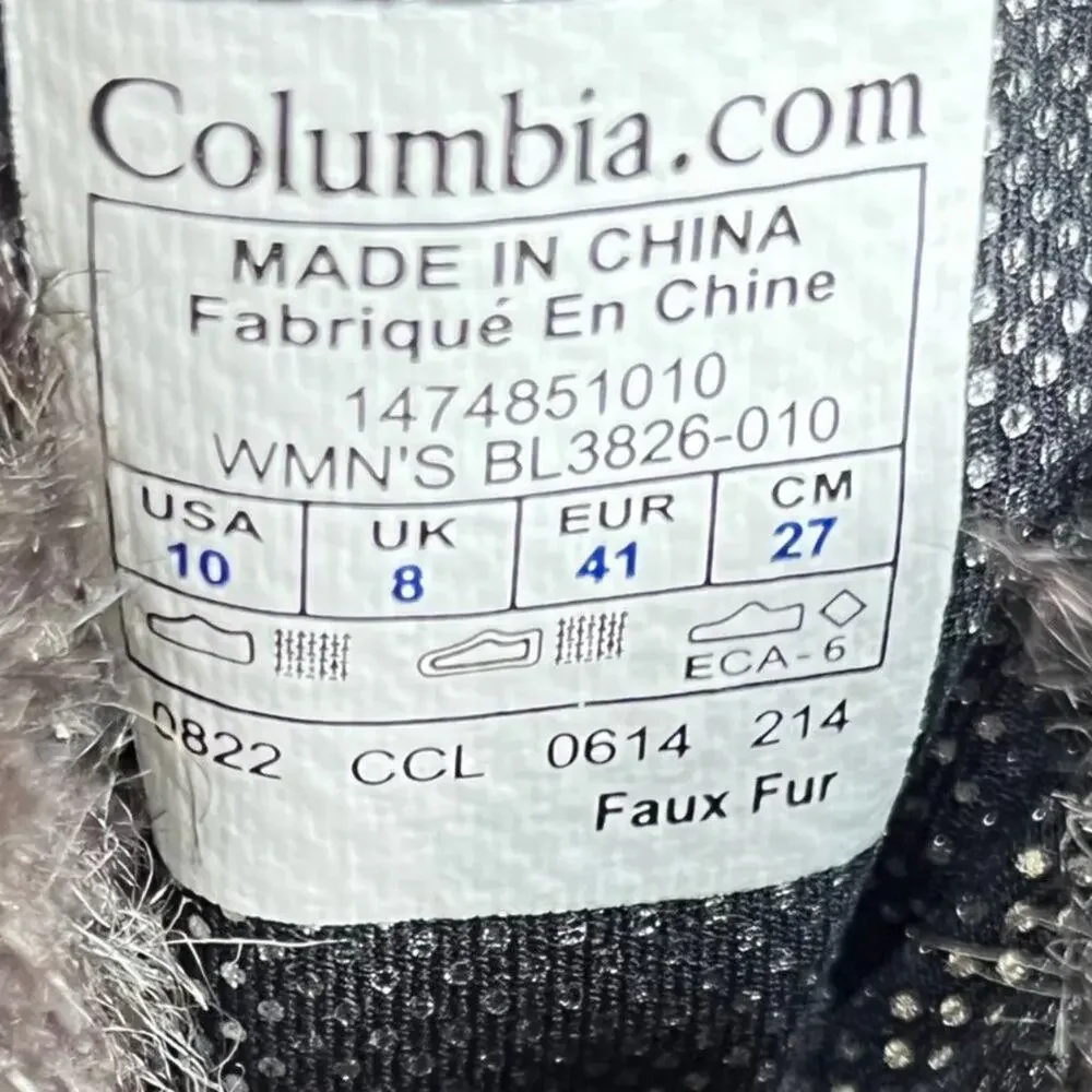 Columbia Women's Omni Heat Black Waterproof Quitled Winter Black Bloots Size 10